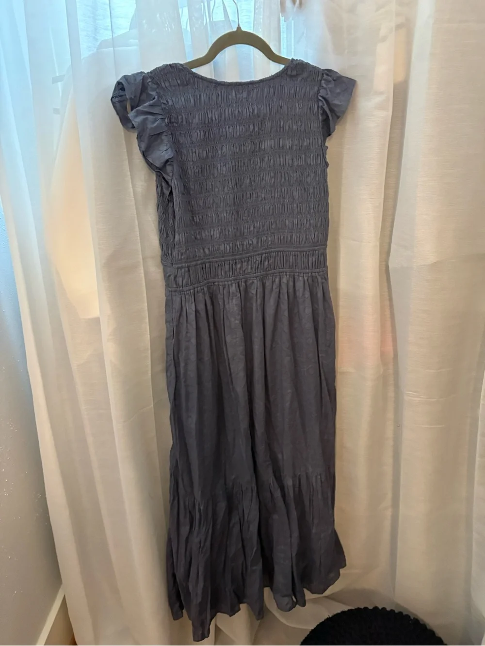 Anthropologie Smocked V-Neck Maxi Dress in Slate Blue - Picture 4 of 4